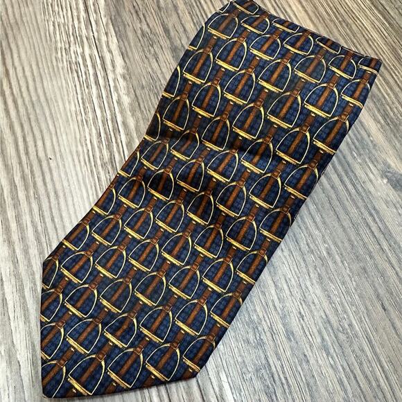 Vintage Brooks Brothers Makers Neck Tie Horse Stirrup Equestrian 100% Silk USA‎ - Picture 1 of 6